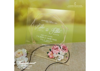 transparentne svadobne oznamenie pekne kvetinove P20150