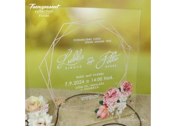 transparentne svadobne oznamenie pekne kvetinove P20150 b
