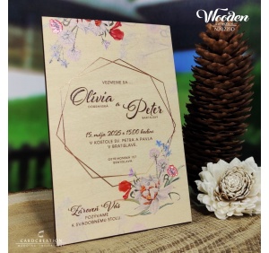 svadobne oznamenia drevene kvetinove N20223D