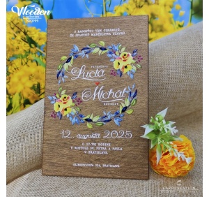 svadobne oznamenie drevene luxusne kvetinove 3d tlac N20199