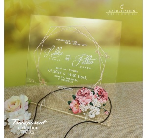 transparentne svadobne oznamenie pekne kvetinove P20150