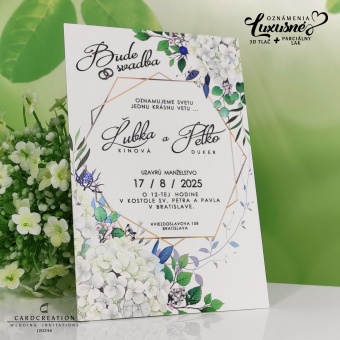 svadobne oznamenie kvetinove 3d tlac luxusne biely papier J20246